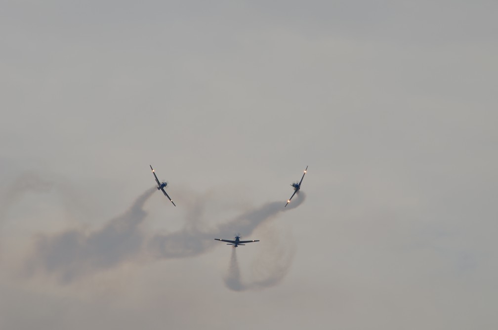 Domingo Aéreo tem exposição de aeronaves e apresentação da Esquadrilha da Fumaça, em Pirassununga — Foto: Ana Marin/g1