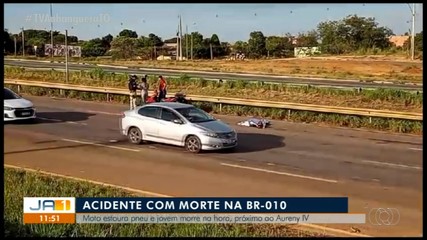 Pneu de moto estoura e mulher morre em acidente na BR-010 em Palmas
