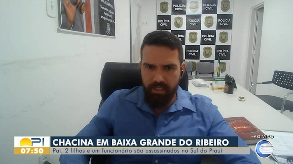 Delegado Célio Benício, da Gerência de Polícia do Interior (GPI), fala sobre assassinato de quatro agricultores no Piauí — Foto: Reprodução/TV Clube
