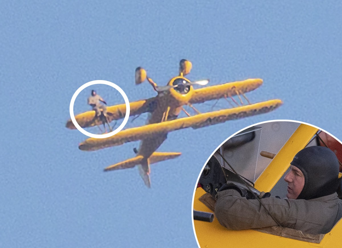 Tom Cruise faz manobra arriscada em asa de avião  (Foto: The Grosby Group)