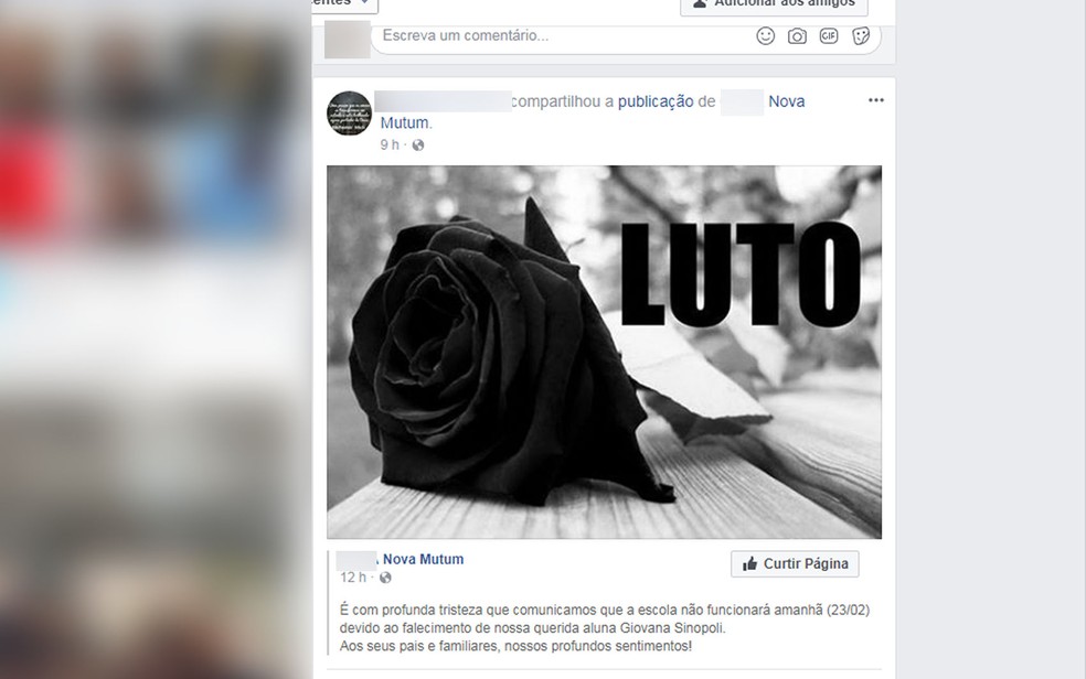 Em postagens, escola de inglês, amigos e familiares lamentaram morte de Giovana (Foto: Facebook/Reprodução)