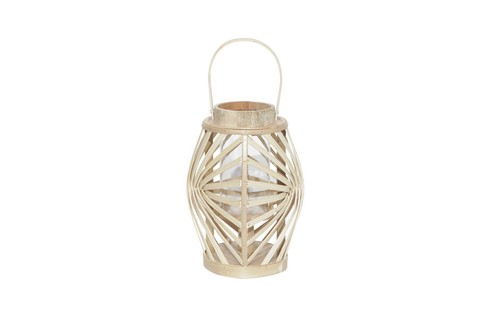 Lanterna da coleção Noronha, de bambu e vidro, 25 x 17 cm de diâm., da Star Home, R$ 279