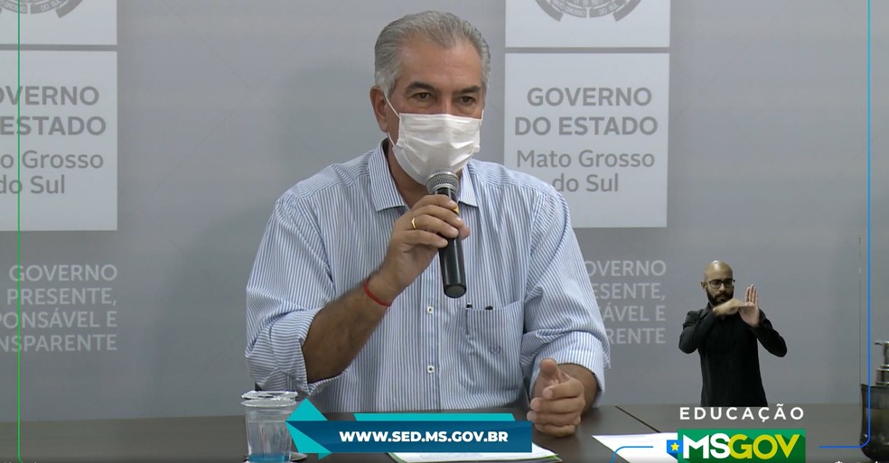 Governador Reinaldo Azambuja anuncia que não haverão aulas presenciais na Rede Estadual de Ensino de Mato Grosso do Sul em 2020 — Foto: Redes Sociais