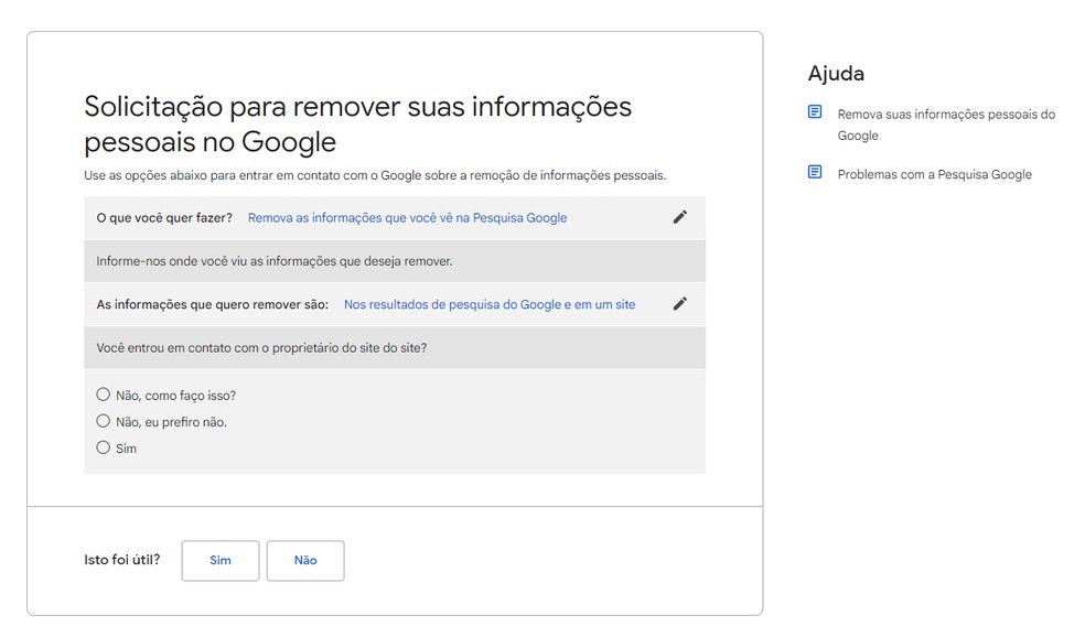 Formulário do Google — Foto: Reprodução