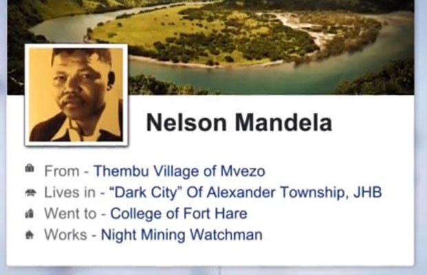 Vídeo cria perfil no Facebook de Nelson Mandela, morto em dezembro de 2013, caso o líder sul-africano tivesse tido acesso à tecnologia de hoje. (Foto: Reprodução/YouTube)