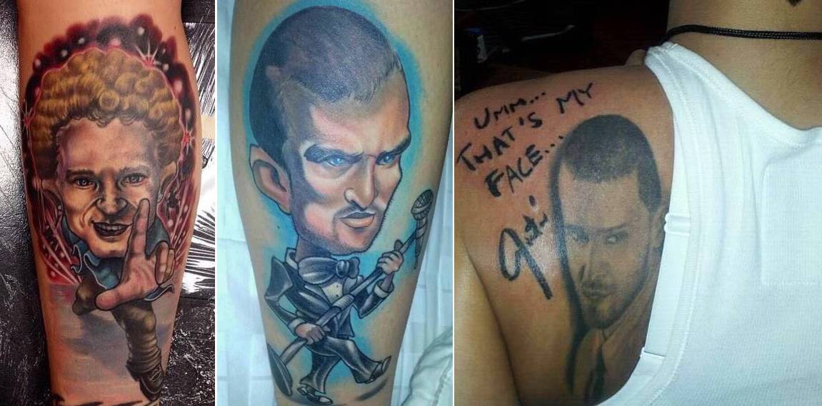 Duas tatuagens na perna e uma nas costas da norte-americana BJ Cogley, que vem ao Rock in Rio ver o show do ídolo Justin Timberlake
