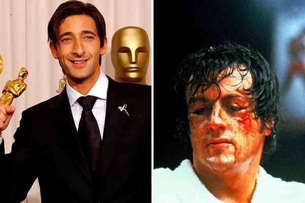 Adrien Brody venceu o Oscar de Melhor Ator em 2004; Rocky, um Lutador ganhou como Melhor Filme em 1977 (Foto: Getty Images /  Divulgação)