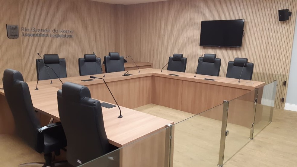 Sala de depoimentos da Comissão Parlamentar de Inquéritos (CPI) da Assembleia Legislativa do Rio Grande do Norte (ALRN) — Foto: Sérgio Henrique Santos/Inter TV Cabugi