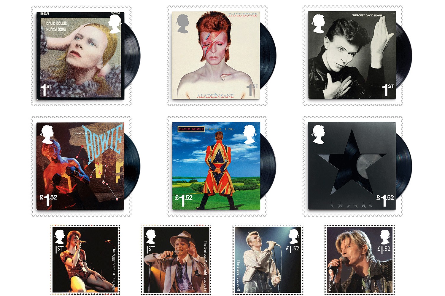 Selos de David Bowie lançados no Reino Unido (Foto: Divulgação)
