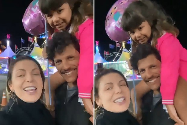 Sheila Mello com o namorado, João Souza, o Feijão, e a enteada, Amora (Foto: Reprodução/Instagram)