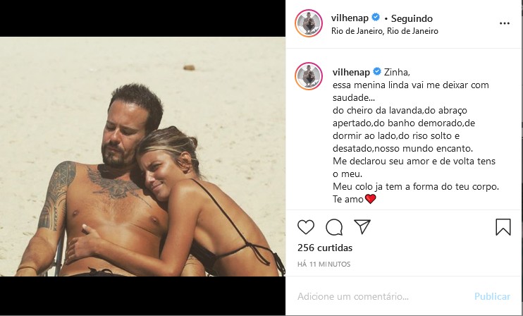 Paulo Vilhena se declara para  a namorada, Maria Luiza Silveira (Foto: Reprodução/Instagram)