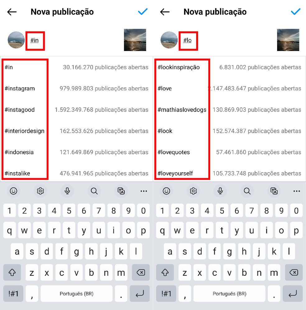 Busque por hashtags utilizando a barra de pesquisa � Foto: Reprodu��o/Paola Mansur
