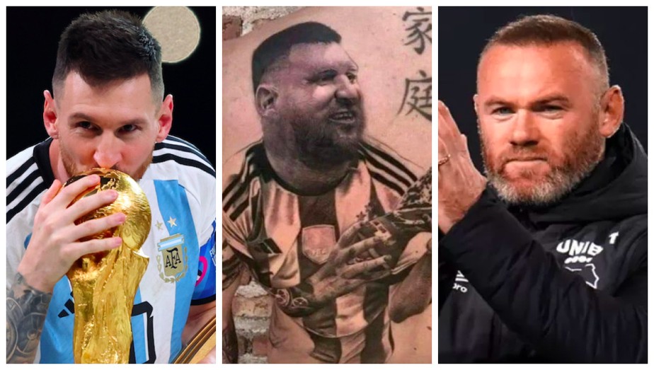A tatuagem em homenagem a Messi rendeu compareções com Wayne Rooney