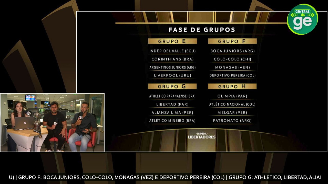 Lara Gruppi, Cahê Mota e Marcelo Raed analisam grupos de brasileiros na Libertadores