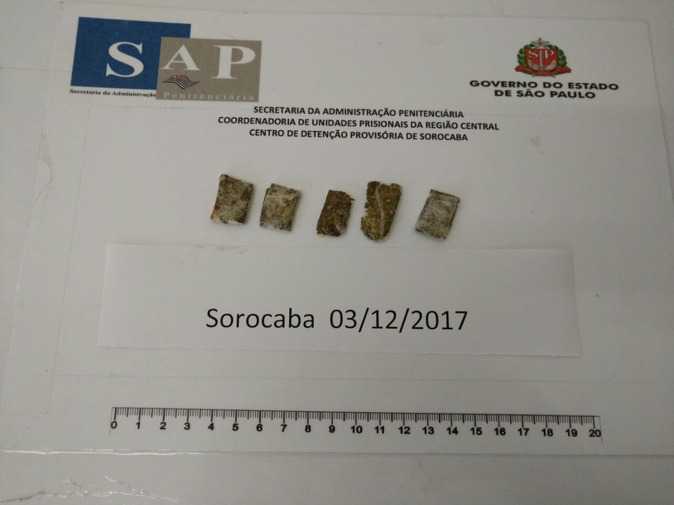 Droga foi encontrada dentro de marmita, no Centro de Detenção Provisória de Sorocaba (Foto: Centro de Detenção Provisória de Sorocaba/Divulgação)