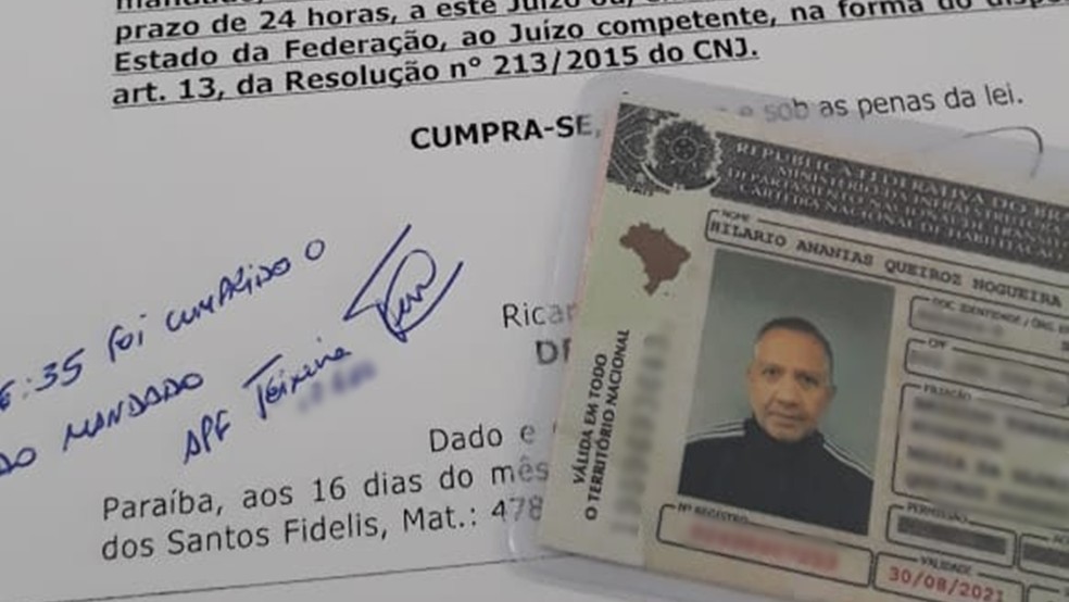 Mandado de prisão de Hilário Ananias foi cumprido na manhã desta quarta-feira (29) — Foto: Divulgação/Gaeco/MPPB