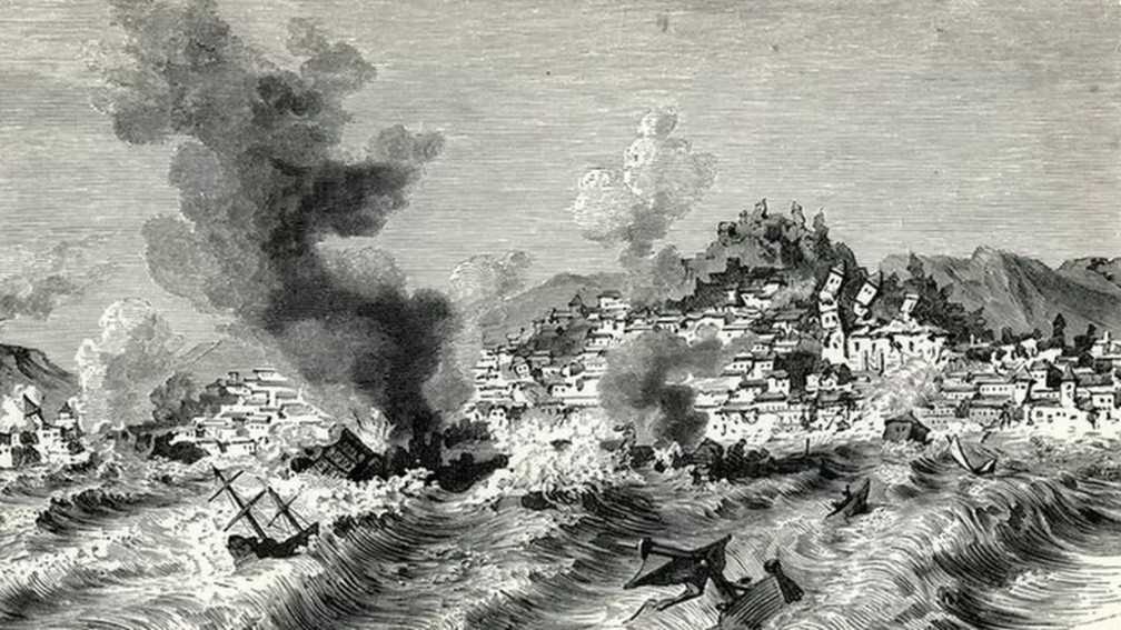Ilustração do terramoto de Lisboa de 1755 — Foto: Getty Image