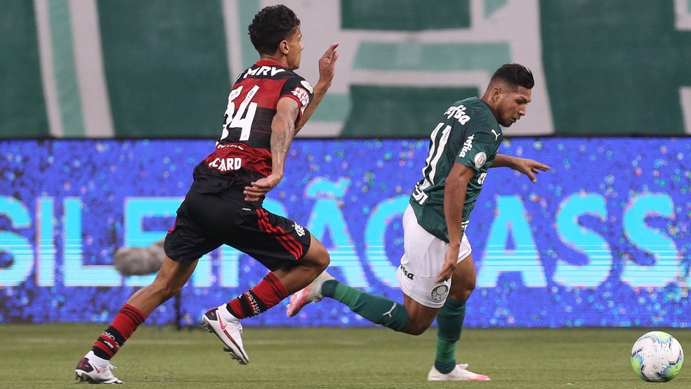 Richard marca Rony em empate entre Flamengo e Palmeiras, em 27 de setembro de 2020 — Foto: Cesar Grego/Palmeiras