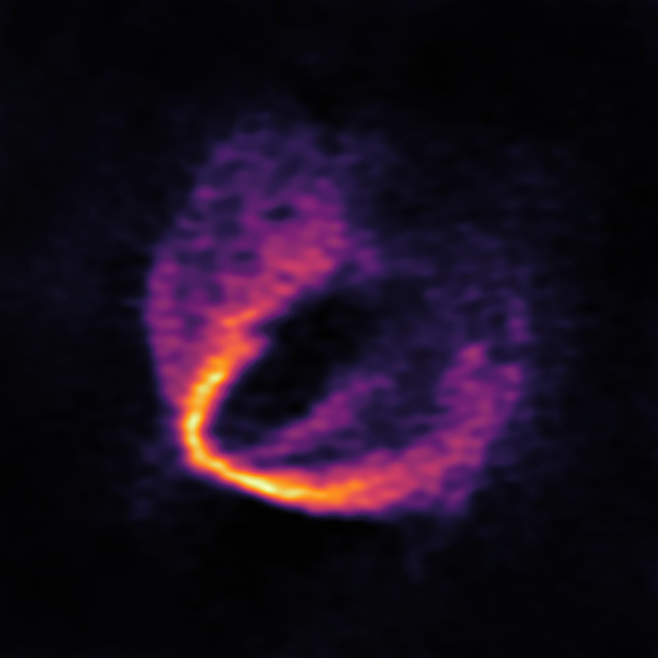 Registro do posicionamento da estrela bebê HD 163296 (Foto: Divulgação/ESO)