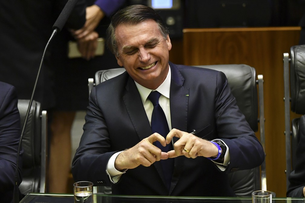 Jair Bolsonaro durante cerimônia de posse — Foto: Nelson Almeida/AFP