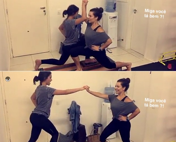 Bruna Marquezine e Fernanda Souza treinam juntas (Foto: Reprodução / Snapchat)