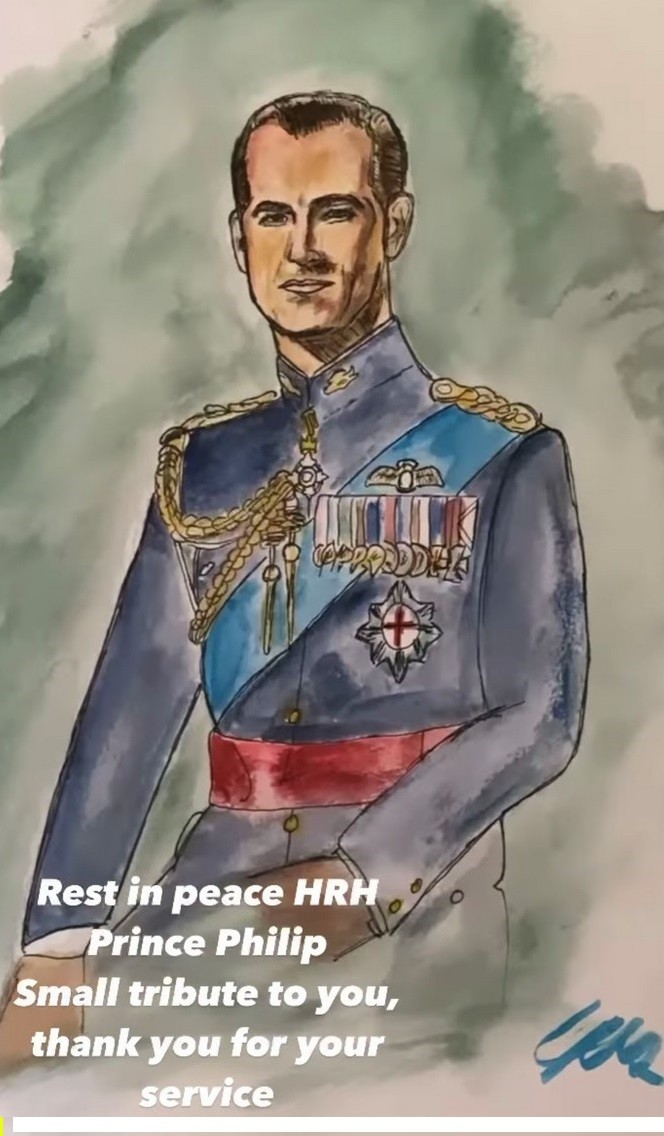 Liam Payne fez desenho de príncipe Philip, que morreu aos 99 anos (Foto: Instagram/ Reprodução)