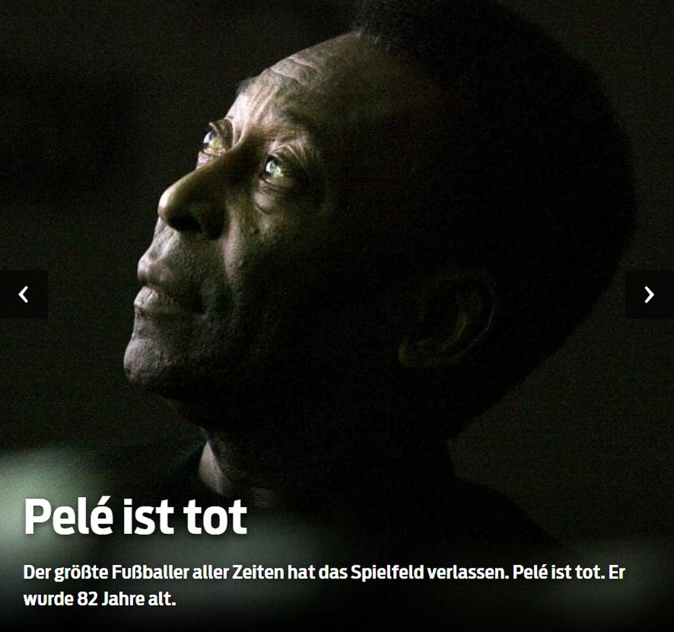 Capa de jornal alemão "Bild" sobre a morte de Pelé — Foto: Reprodução