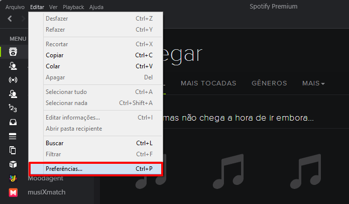 Acesse as configurações do Spotify no desktop (Foto: Reprodução/Paulo Alves)