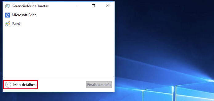 Acessando a opção Mais detalhes do Gerenciador de Tarefas do Windows 10 (Foto: Reprodução/Edivaldo Brito)
