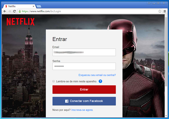 Realize seu login normalmente na Netflix (Foto: Reprodução/Filipe Garrett)