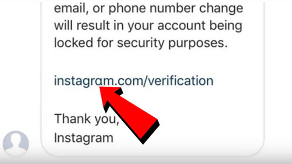 Golpe "verificação de conta" na plataforma instagram — Foto: Reprodução/Scam Detector