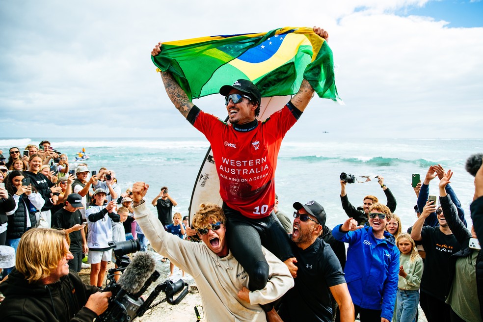 Gabriel Medina campeão WSL Margaret River — Foto: Aaron Hughes/World Surf League