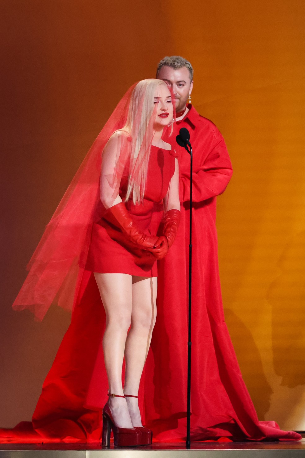 Sam Smith e Kim Petras venceram o Grammy de Melhor Dueto Pop por 'Unholy' — Foto: REUTERS/Mario Anzuoni