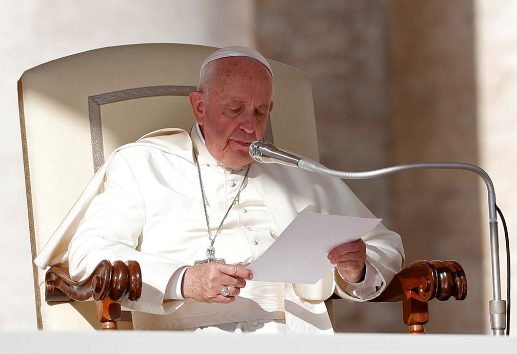 Papa Francisco fala sobre as manifestações no Chile, em 23 de outubro de 2019 — Foto: Remo Casilli/Reuters