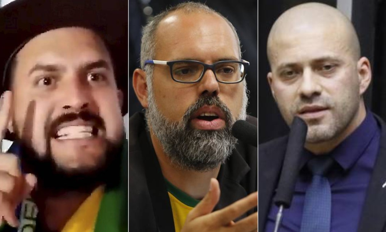 Zé Trovão, Allan dos Santos e Daniel Silveira integram a lista de bolsonaristas alvos de mandados de prisão por ações nas redes  — Foto: Arte/Agência O Globo
