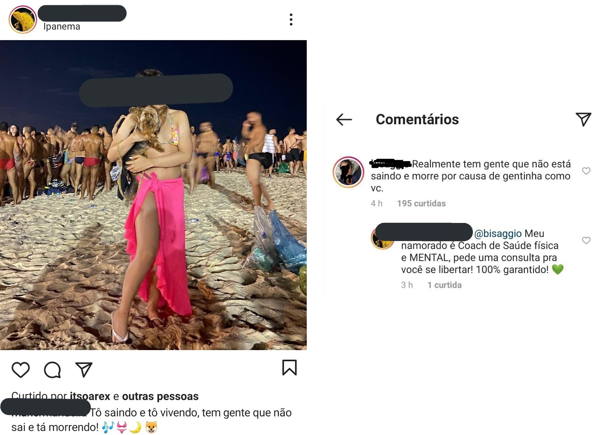 No Instagram, mulher zomba de isolamento social (Foto: Reprodução: Instagram)