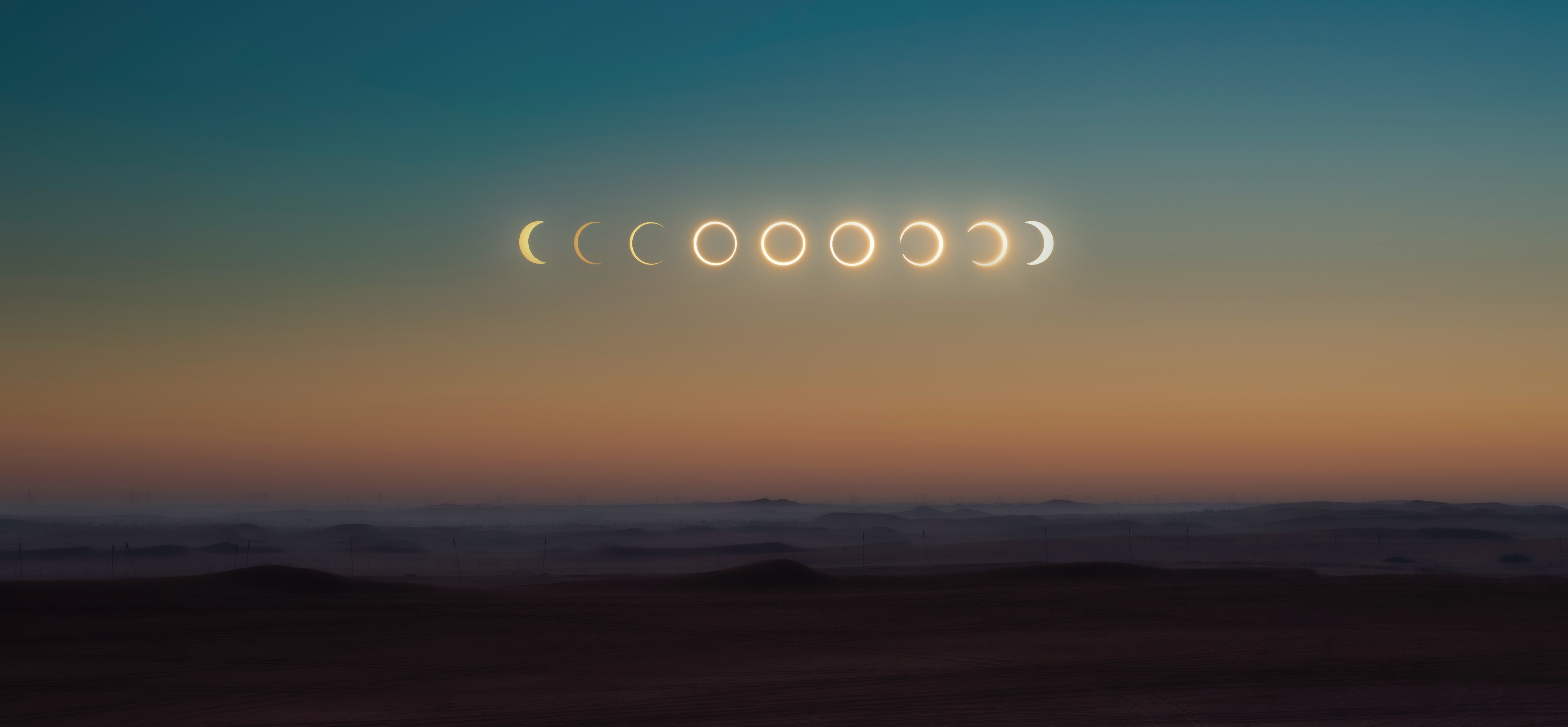 Céu do mês: eclipse solar e solstício de inverno são destaques de junho. Acima: Composição mostra fases de eclipse solar anular ocorrido em 26 de dezembro de 2019, visto dos Emirados Árabes Unidos. (Foto: Abed Ismail/Unsplash)