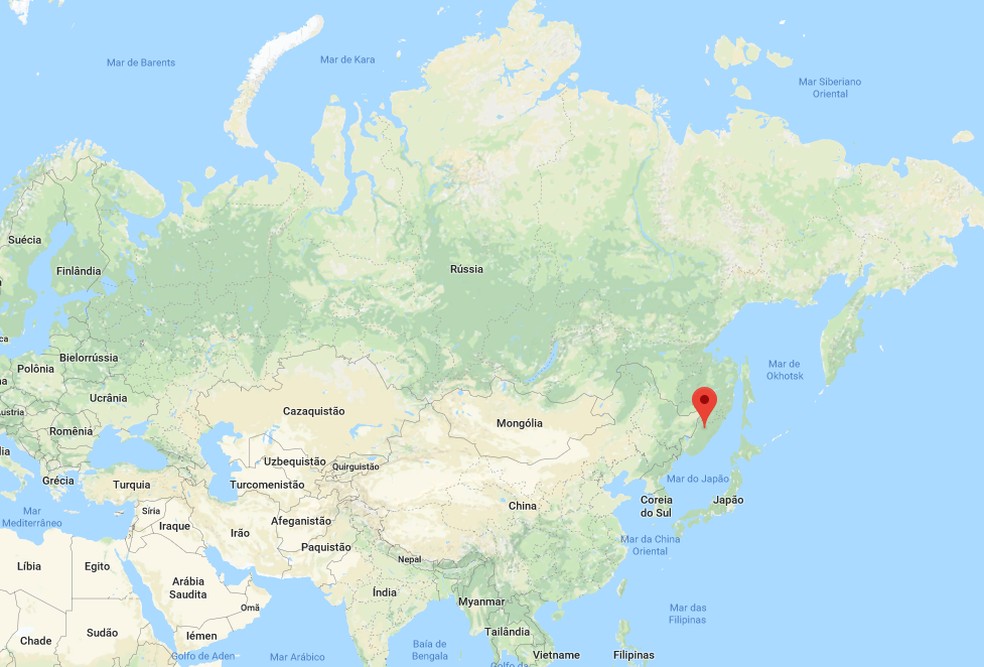 Em vermelho, a marcação da região onde Ulyan mora na Rússia (Foto: Google)
