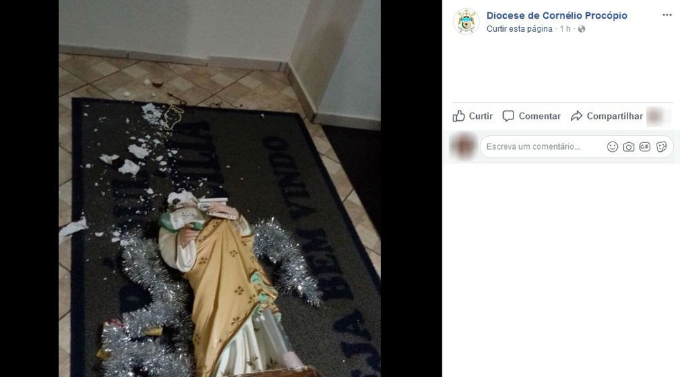 PM apreende suspeito de invadir igreja no Paraná e quebrar todas as imagens religiosas  (Foto: Reprodução/Facebook)
