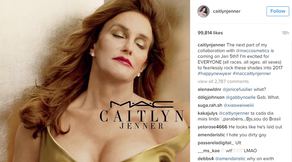 Caitlyn Jenner anunciou a coleção da MAC em post no Instagram (Foto: Reprodução Instagram)