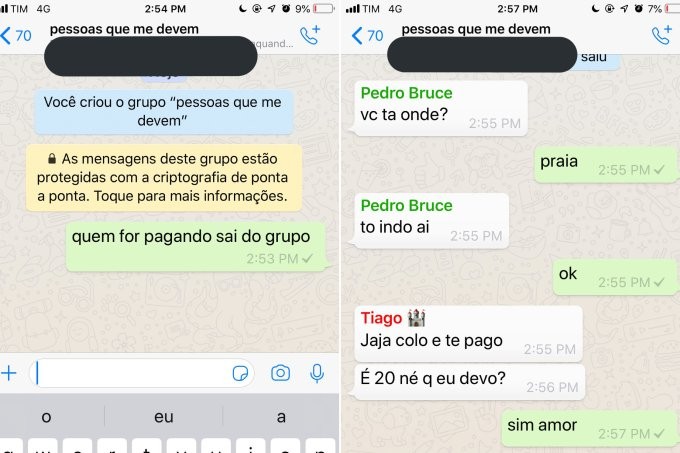 Menina cria grupo no WhatsApp para cobrar dívidas de amigos (Foto: Reprodução / Twitter)