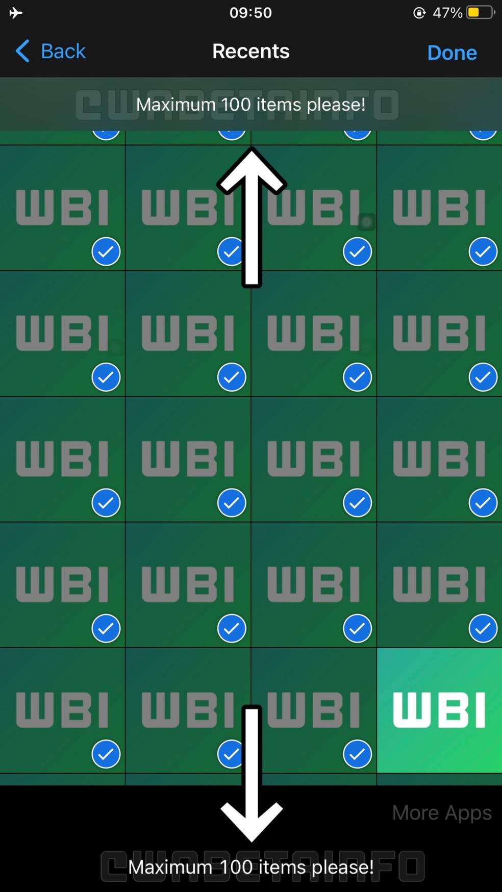 Ação de compartilhar até 100 arquivos no WhatsApp — Foto: Divulgação/WABetainfo