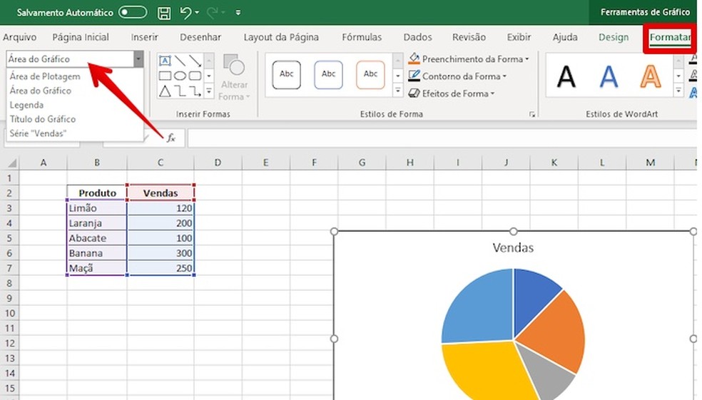 Formatando gráfico no Excel — Foto: Reprodução/Helito Beggiora