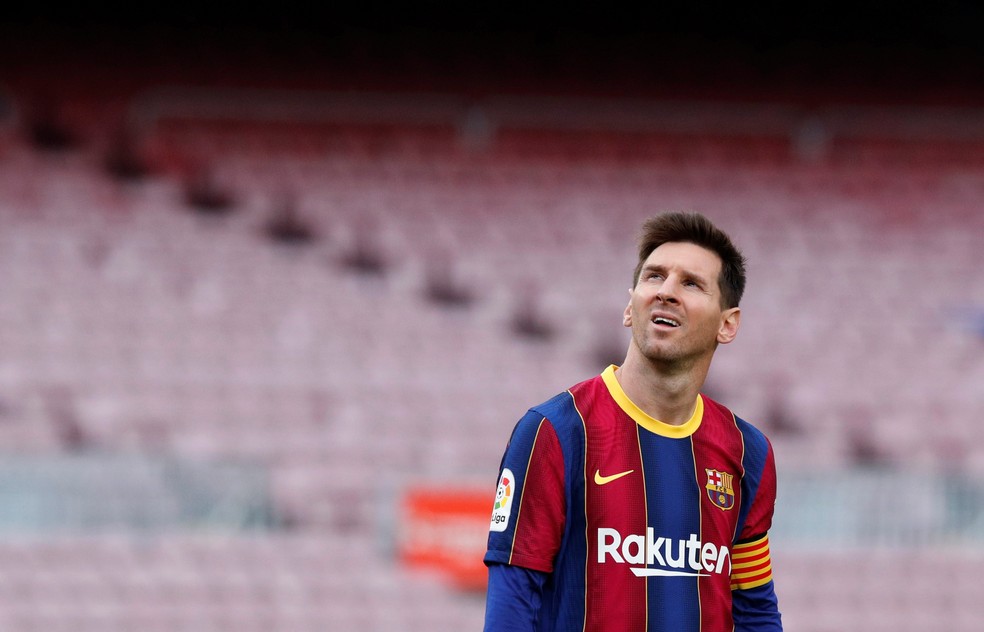Presidente Joan Laporta descarta retorno de Messi ao Barcelona — Foto: Albert Gea/Reuters
