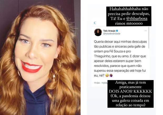 Fernanda Souza e Thiaguinho se divertem com "gafe" de Taís Araujo (Foto: Reprodução/Instagram)