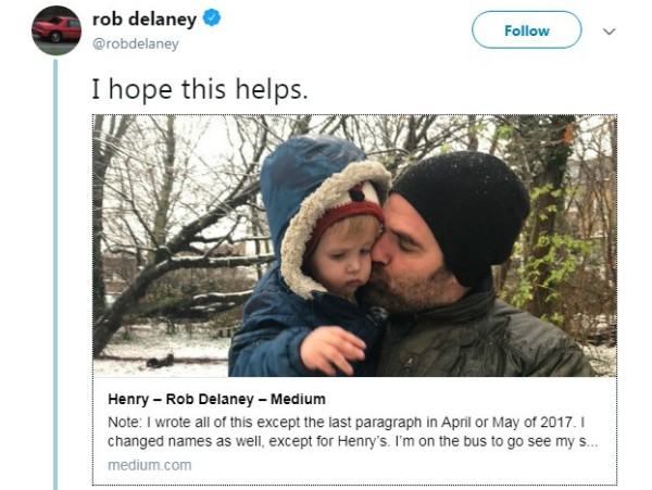  Mensagem publicada por Rob Delaney (Foto: Reprodução Twitter )