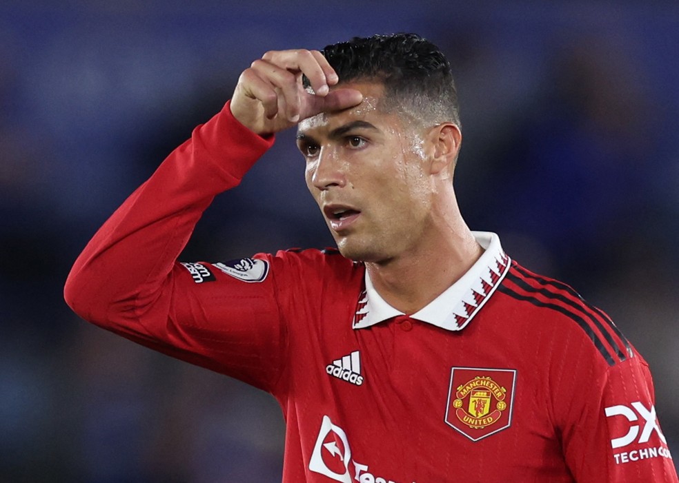 1 de 1 Cristiano Ronaldo entrou no segundo tempo de Leicester 0 x 1 Manches...