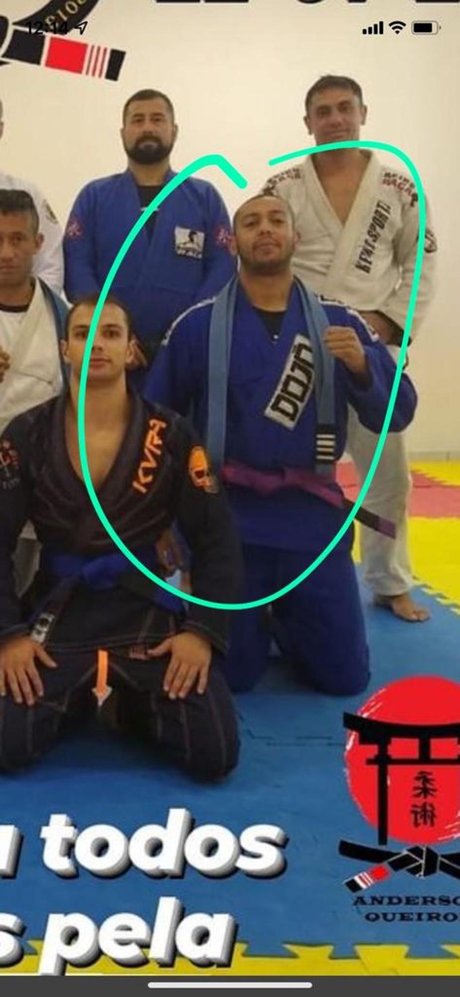 Henrique Otávio Oliveira Velozo, com a faixa roxa de jiu jitsu