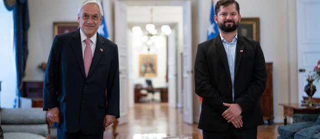 Presidente do Chile Sebastian Pinera encontra com o presidente eleito Gabriel Boric