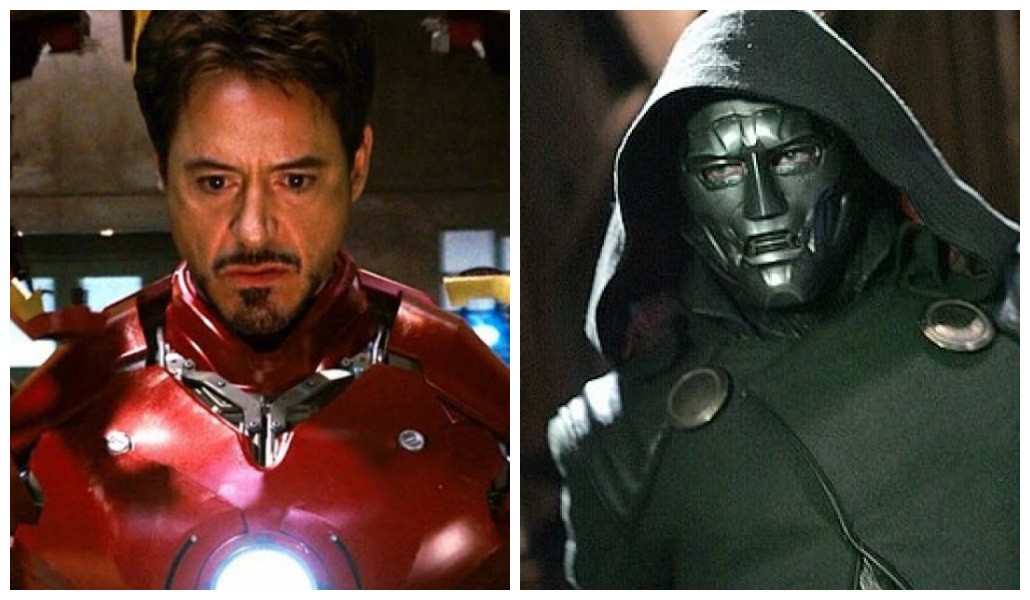 Robert Downey Jr como o Homem de Ferro nos filmes da Marvel e o ator Julian McMahon como o vilão Doutor Destino em Quarteto Fantástico (2005) (Foto: Reprodução)